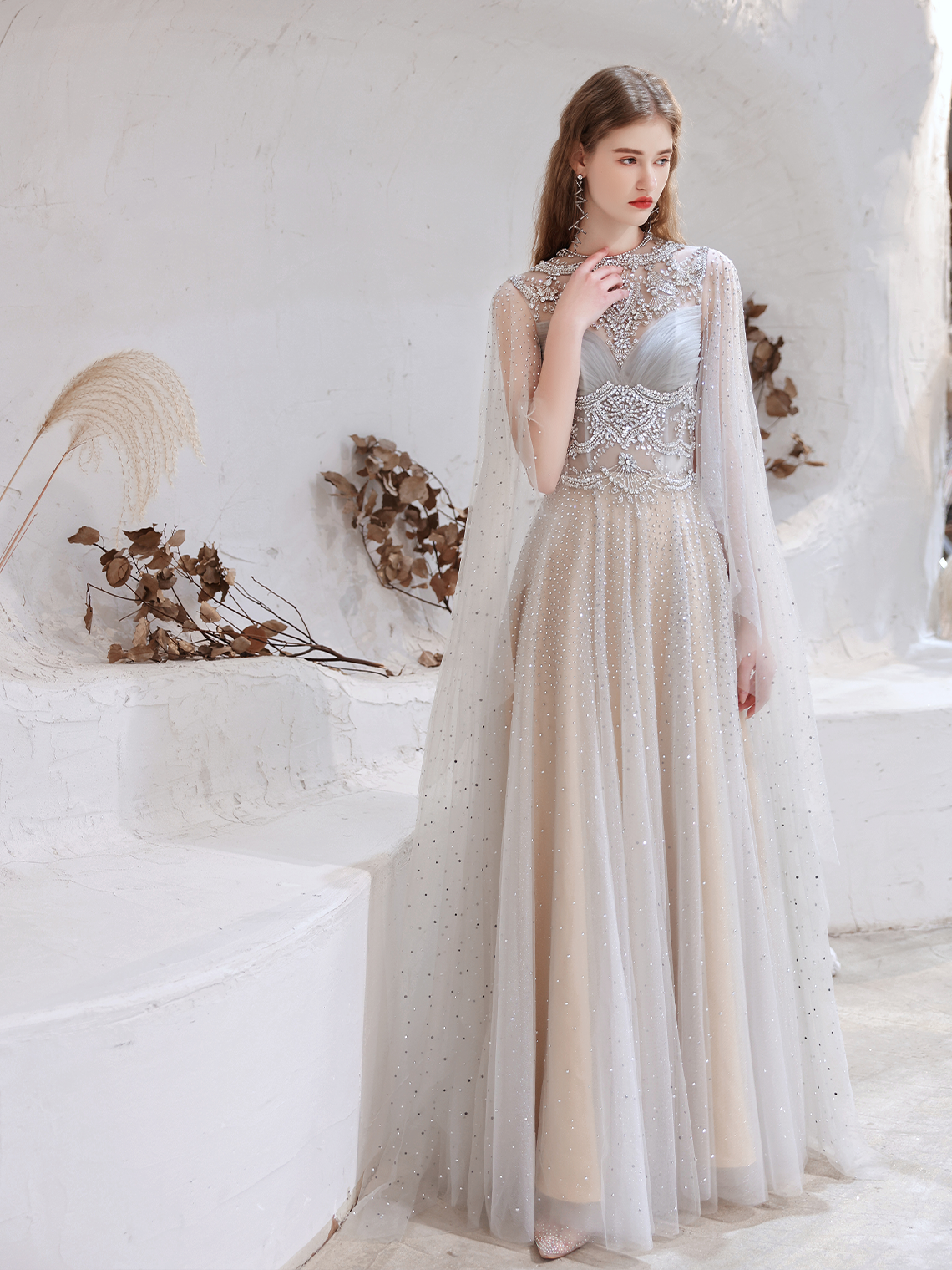 A-Line/Princess Evening Gown Luxury Prom Graduation Dress Floor Length