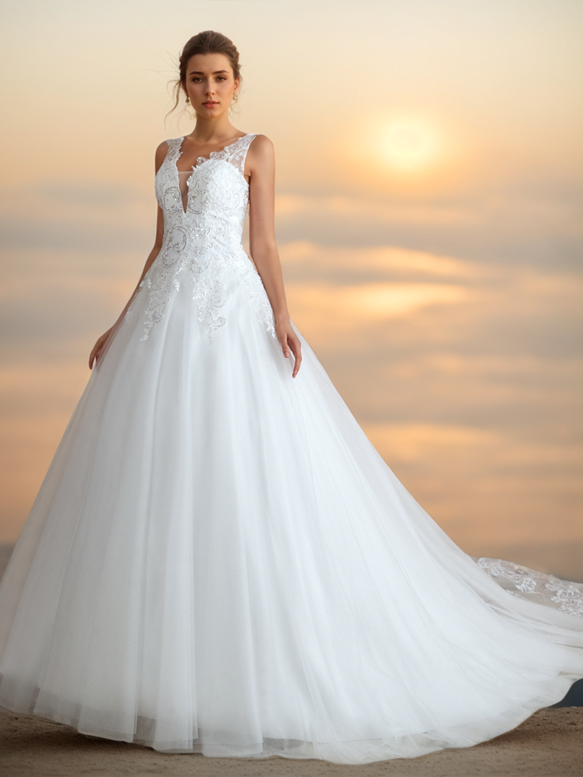 A-Line/Princess Formal Wedding Dresses Romance Engagement Bridal Gowns