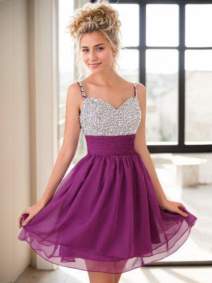 Dress A-line/Princess Short/Mini Homecoming Cocktail Party Dress with Sequin