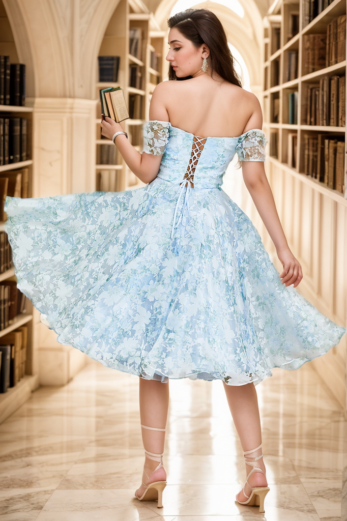 Ball Gown Cap Sleeve Spaghetti Straps Knee-Length Cocktail Homecoming Party Dress