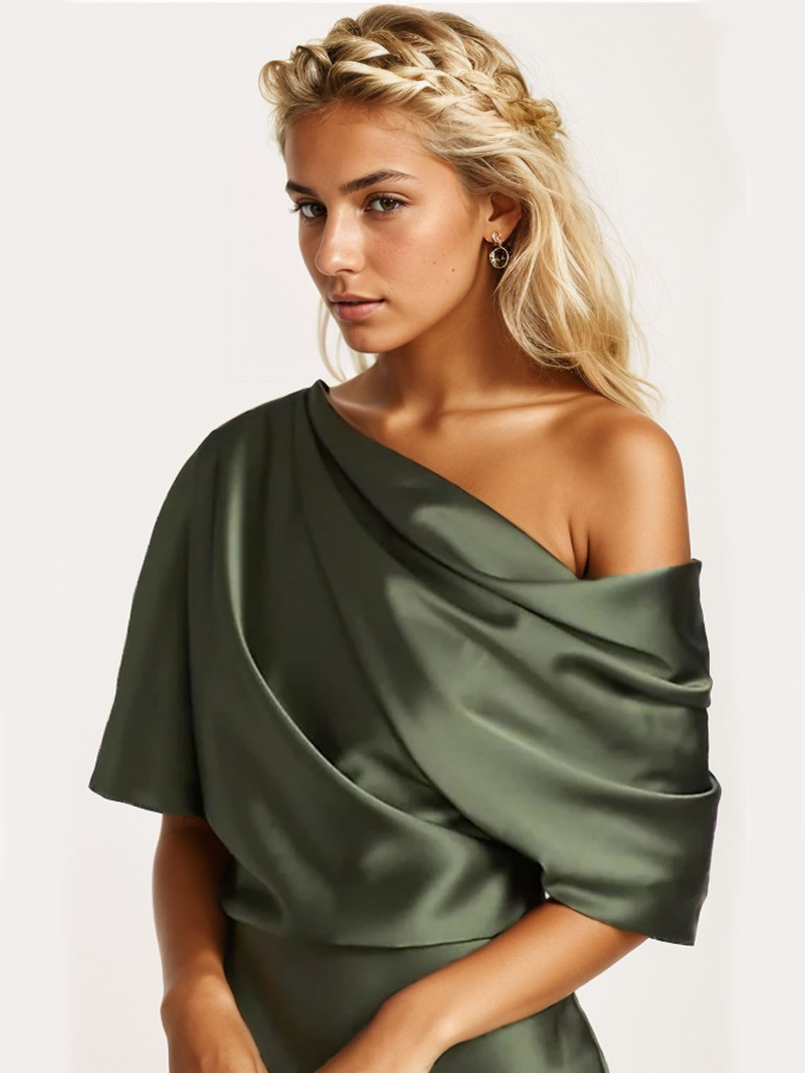 Sheath/Column 1/2 Sleeve One Shoulder Floor-Length Long Prom Evening Dresses