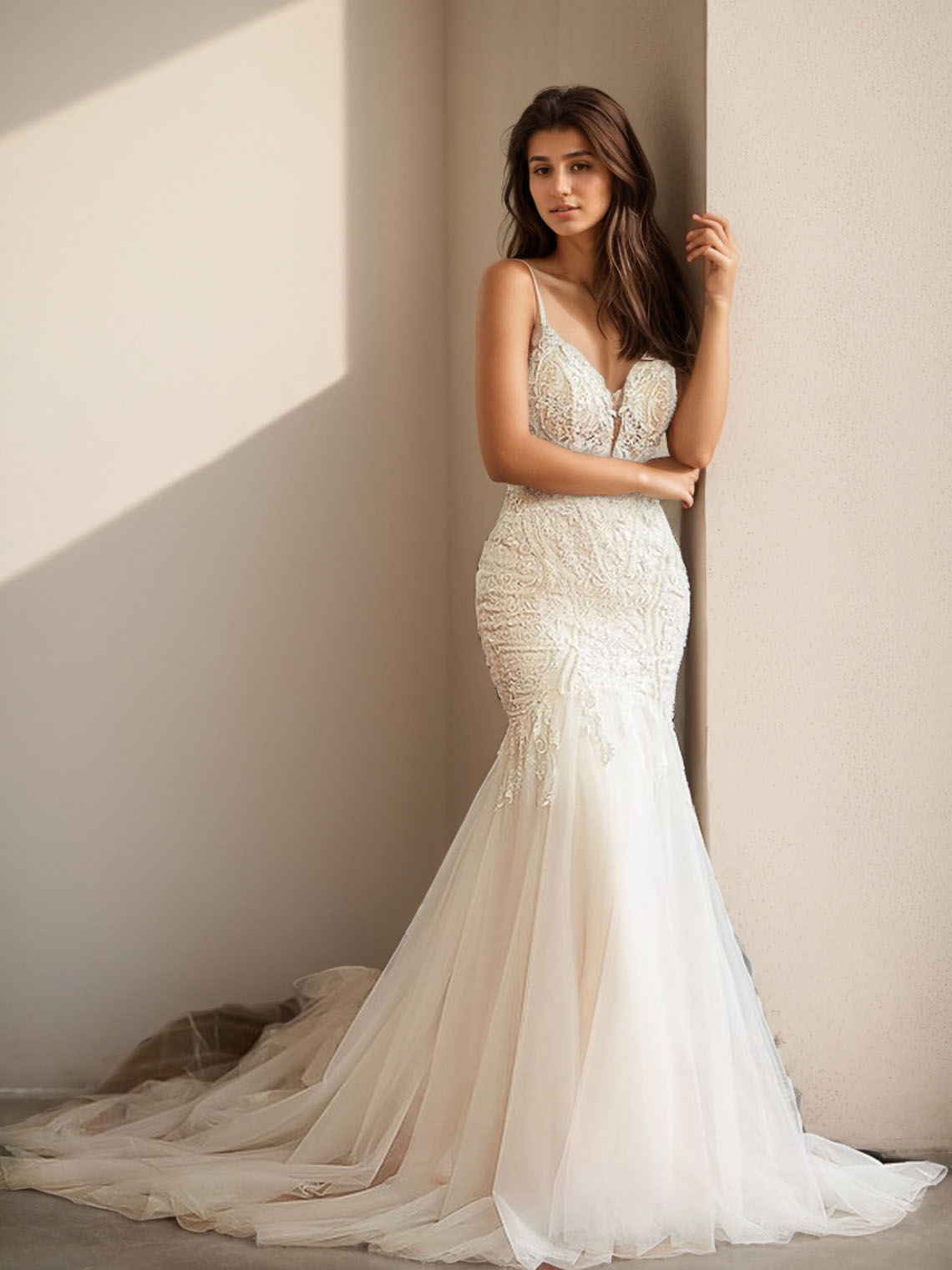 Trumpet/Mermaid Luxury Formal Wedding Dresses Lace with Appliques