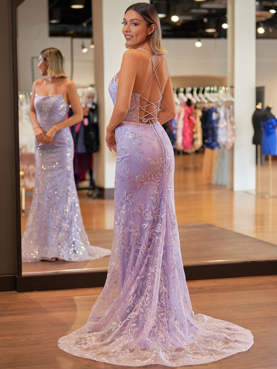 Mermaid Scoop Lace Long Prom Dresses Evening Dresses, product image 5