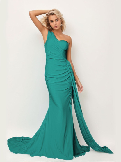 Dress Trumpet/Mermaid Elegant Sleeveless One Shoulder Formal Evening Dress