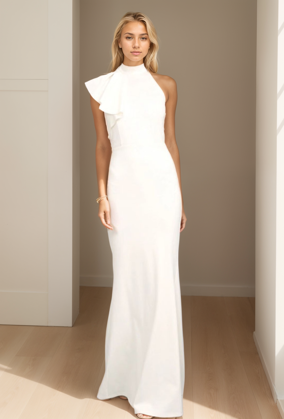 A-Line Spaghetti Strap Floor Length Sleeveless Prom Dresses with Appli