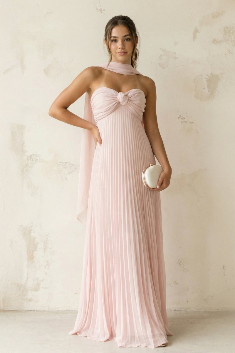 A Line Light Pink Sweetheart Chiffon Long Prom Dresses Evening Dresses in Blush, US2