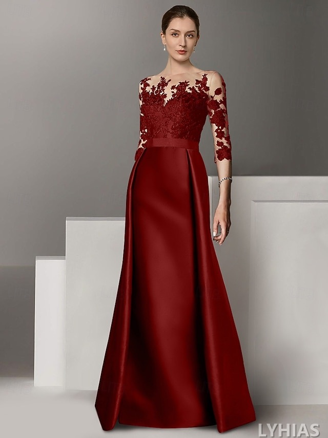 Mermaid Trumpet Mother of the Bride Dresses Floor Length Long Sleeve Off Shoulder Lace Elegant
