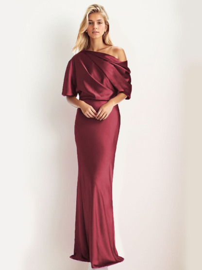 Dress Sheath/Column One Shoulder Floor-Length Long Prom Evening Dress