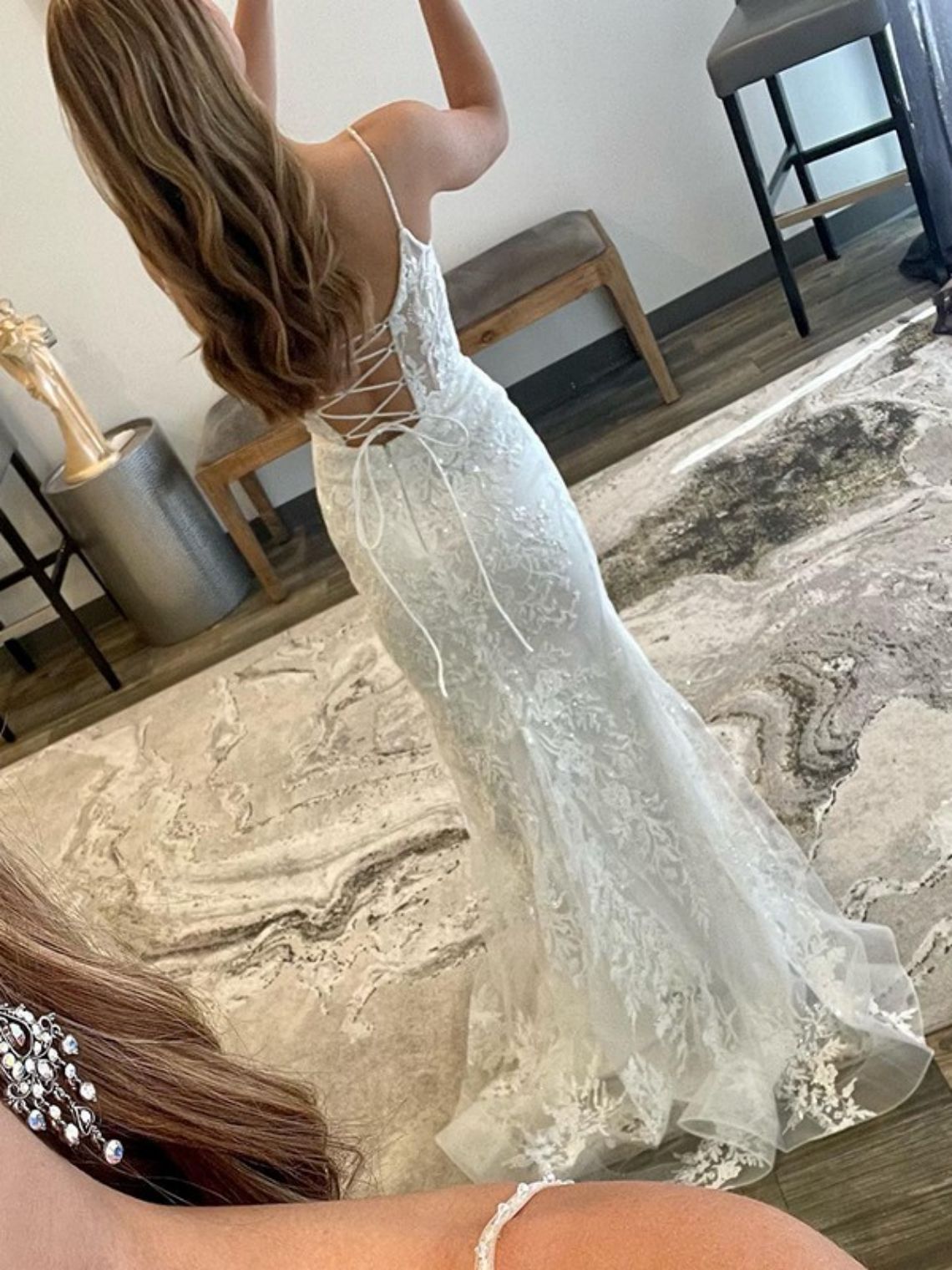 Sheath/Column Applique Spaghetti Straps Sweep/Brush Train Dresses