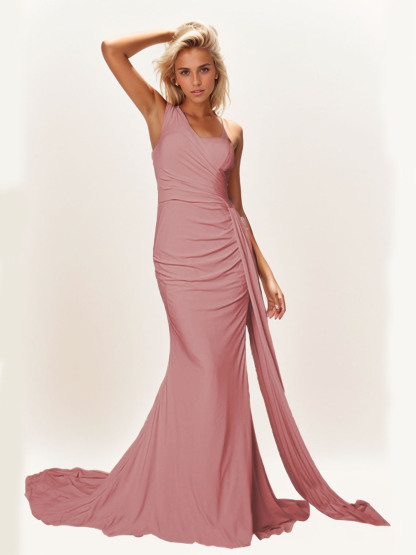 Dress Trumpet/Mermaid Elegant Sleeveless One Shoulder Formal Evening Dress