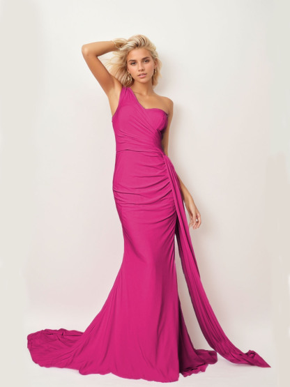 Dress Trumpet/Mermaid Elegant Sleeveless One Shoulder Formal Evening Dress