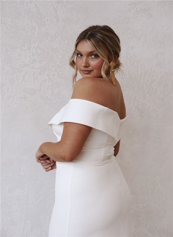 Trumpet/Mermaid Off-The-Shoulder Sleeveless Satin Sweep Train Wedding Dresses, product image 11