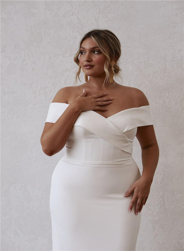 Trumpet/Mermaid Off-The-Shoulder Sleeveless Satin Sweep Train Wedding Dresses, product image 12