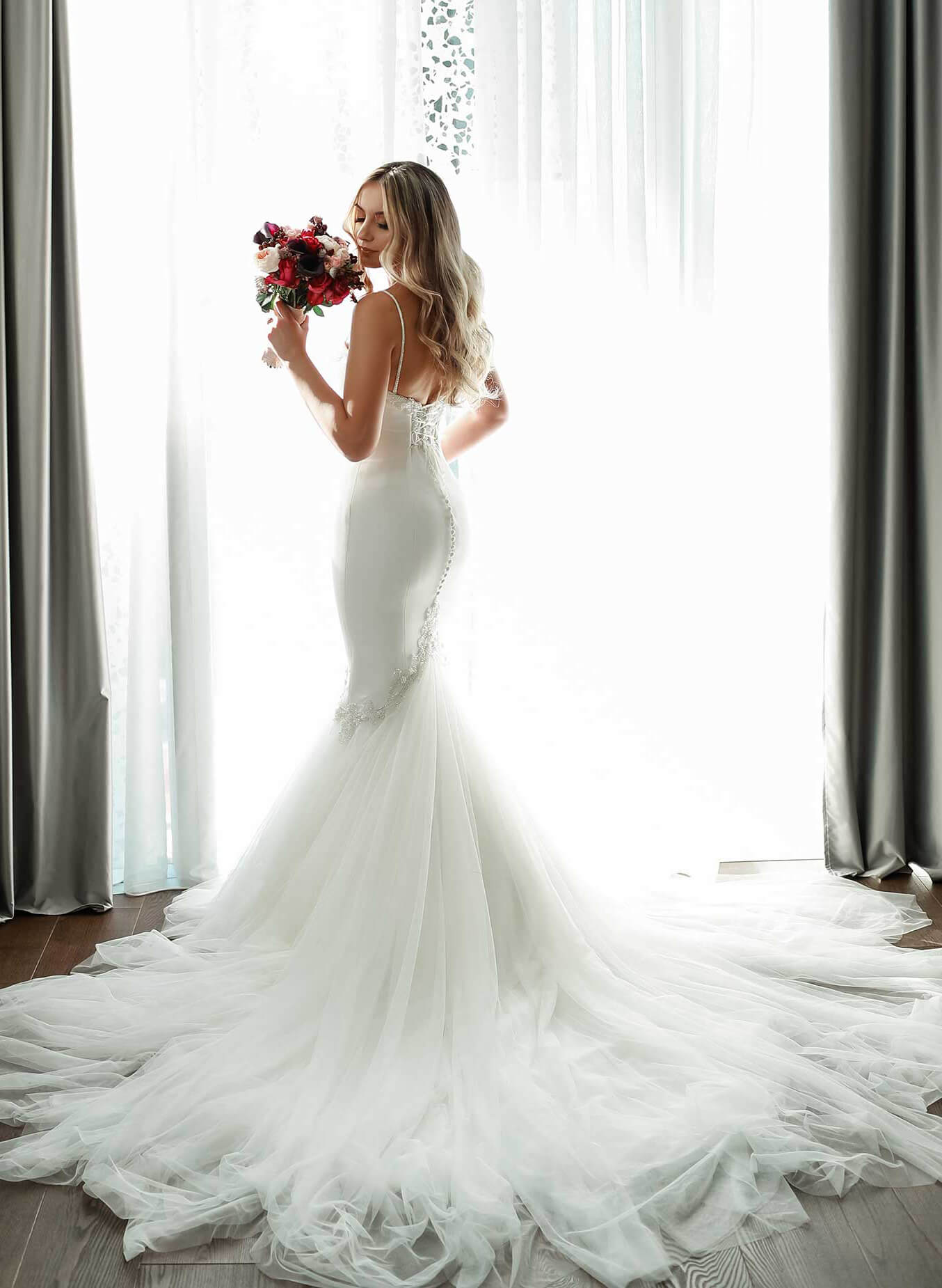 Classic Mermaid Sweetheart Wedding Dresses With Beading, product image 1