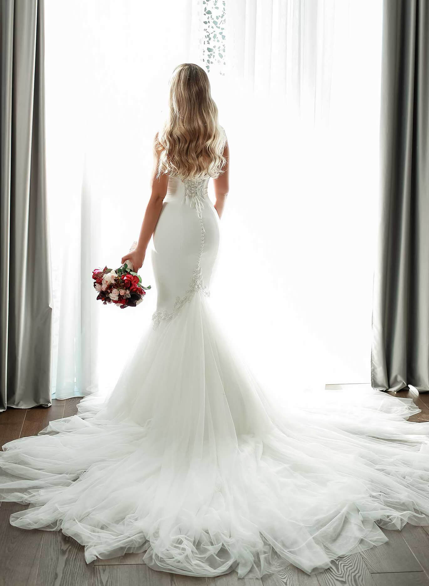 Classic Mermaid Sweetheart Wedding Dresses With Beading, product image 2