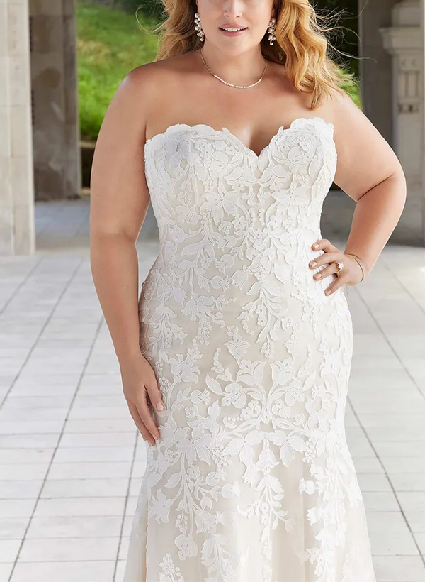 Trumpet/Mermaid Off-The-Shoulder Elegant Court Train Lace/Tulle Wedding Dresses, product image 3