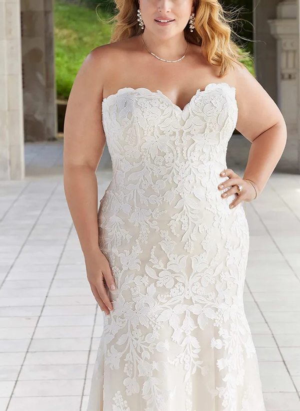 Trumpet/Mermaid Off-The-Shoulder Elegant Court Train Lace/Tulle Wedding Dresses, product image 3