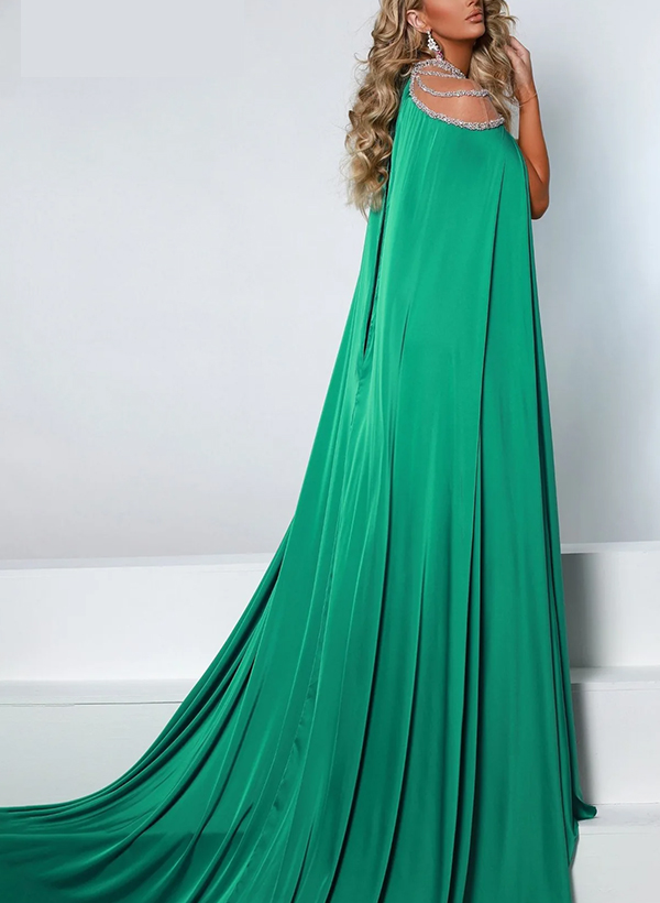 Velvet Trumpet/Mermaid Satin Cape Evening Dresses With Beading