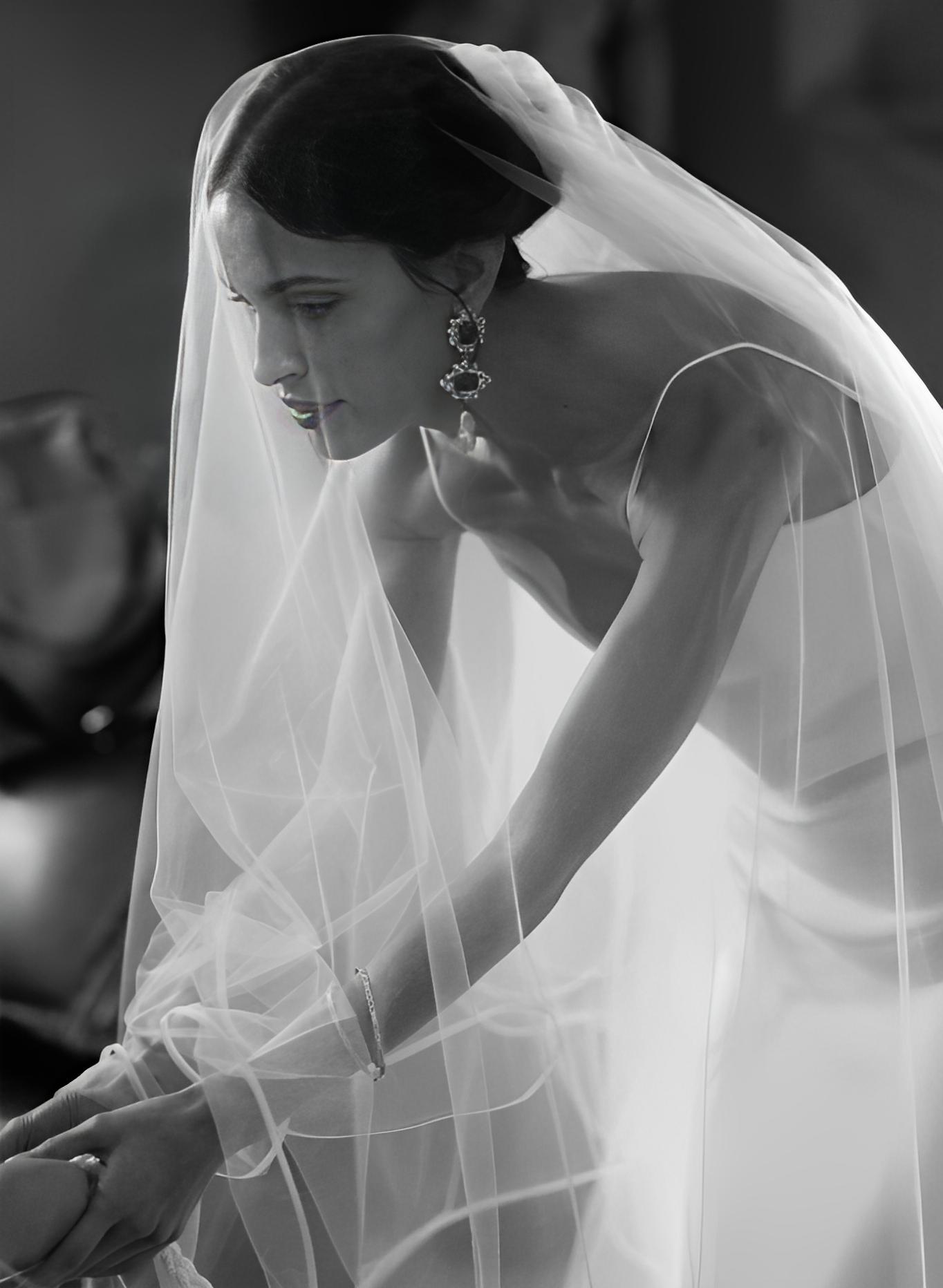 Sexy V-Neck Spaghetti Straps Silk Like Satin Wedding Dresses With Sweep Train, product image 5