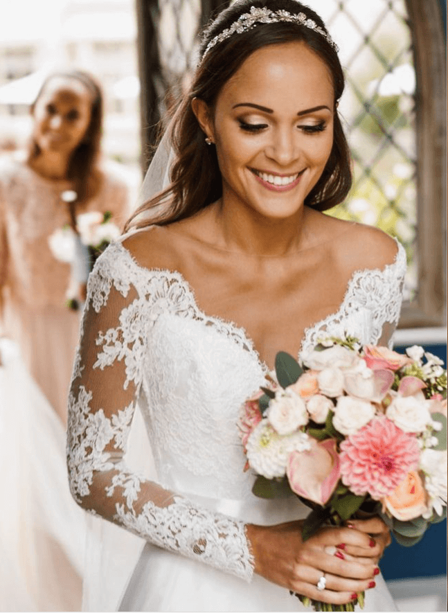 Boho Lace Long Sleeves Princess Wedding Dresses, product image 2