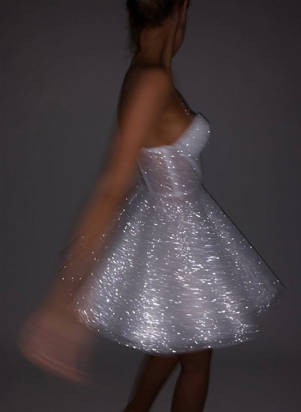 Dreamy A-Line Sweetheart Short/Mini Sweet Sequined Little White Wedding Dresses, image 1