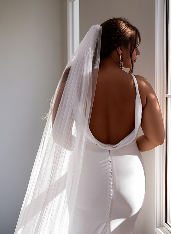 Boho/Beach V-Neck Sleeveless Sweep Train Elastic Satin Wedding Dresses