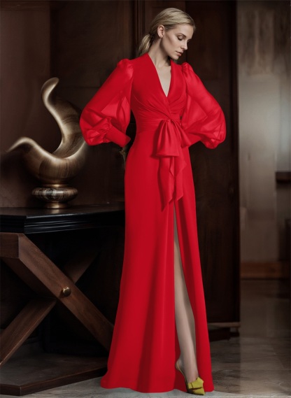 V-Neck Long Sleeves Simple Mother Of The Bride Dresses