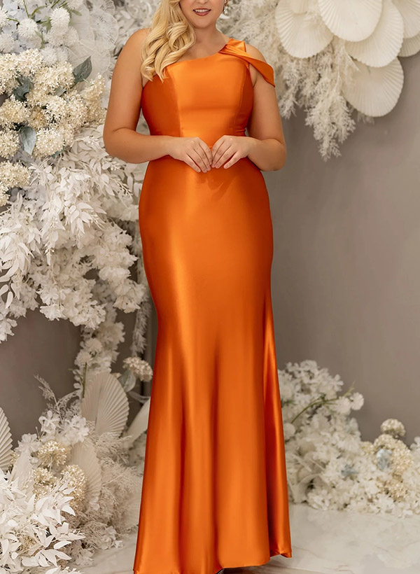 Plus Size Sheath/Column One-Shoulder Bridesmaid Dresses