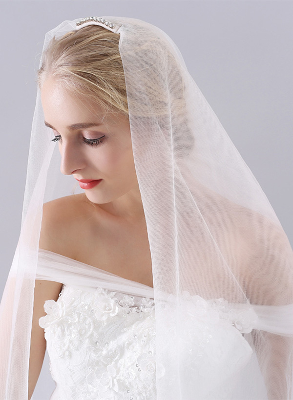 Simple Pencil Edge Two-Tier Waltz Bridal Veils