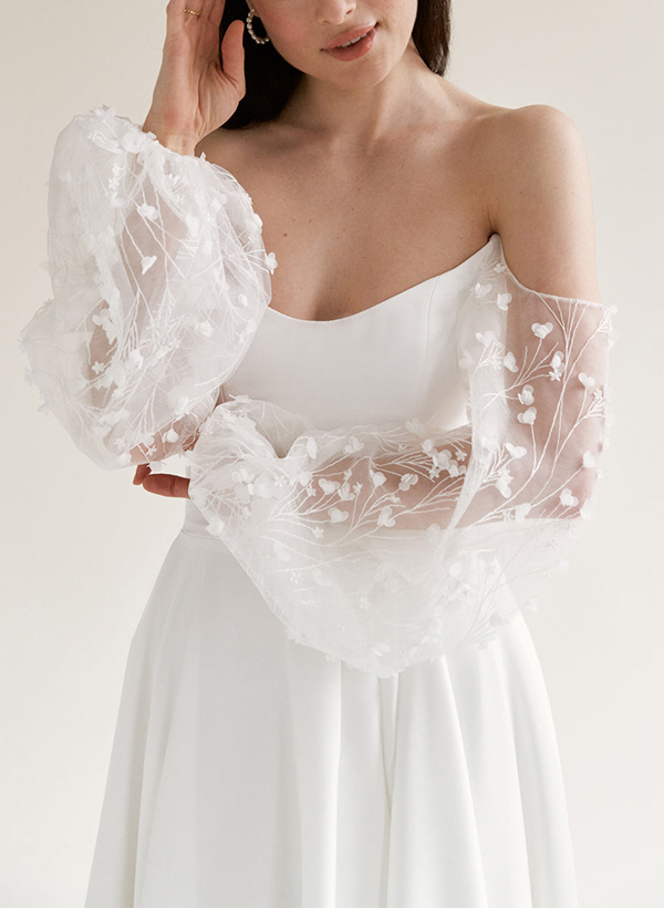 A-Line Off-The-Shoulder Long Sleeves Wedding Dresses With Split Front, product image 2