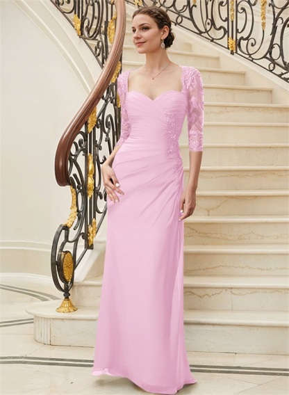 Sheath/Column Sweetheart Floor-Length Chiffon Mother of the Bride Dresses With Sequins Ruffle
