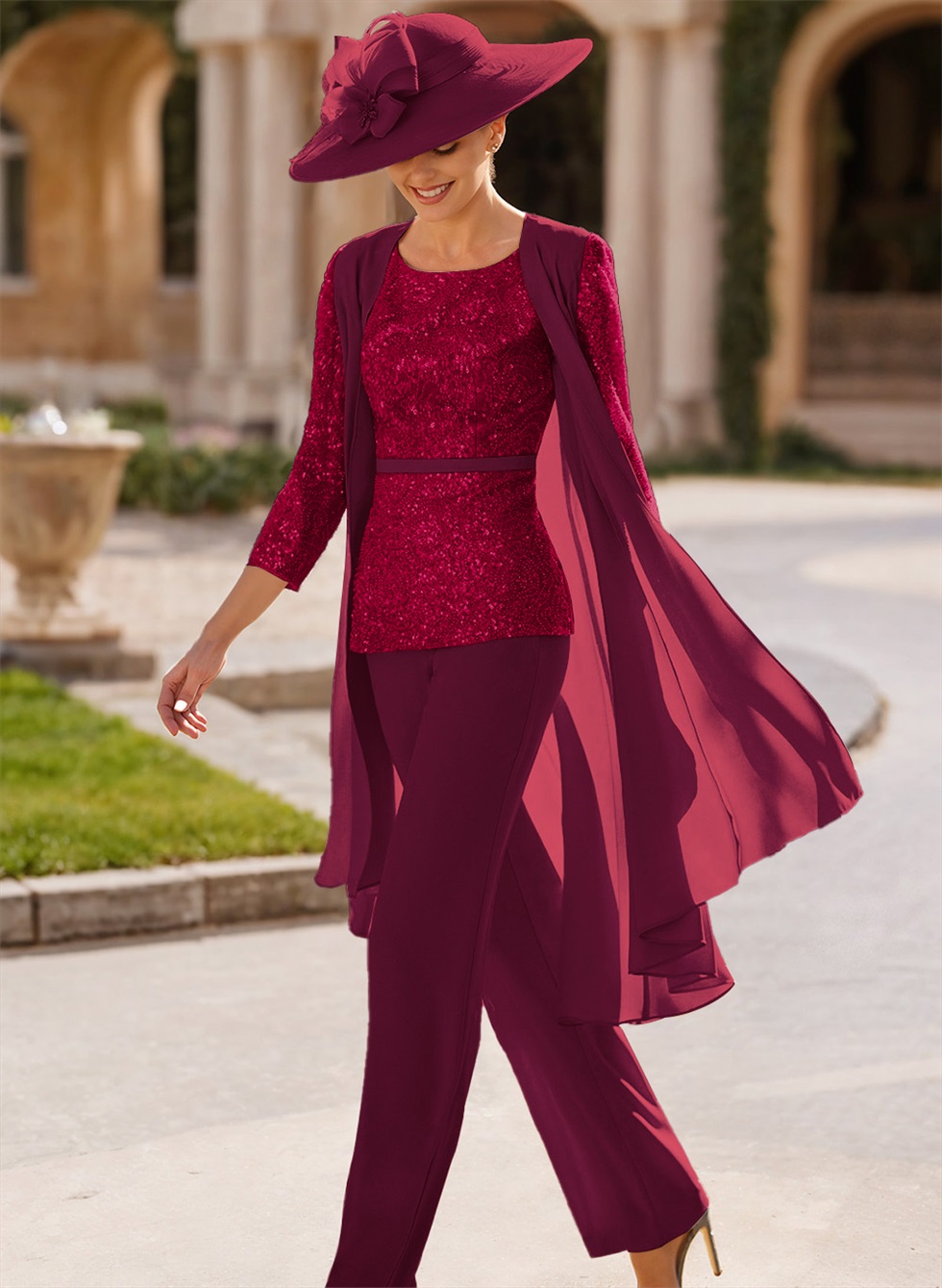 Jumpsuit/Pantsuit Scoop Neck Sequined Mother Of The Bride Dresses