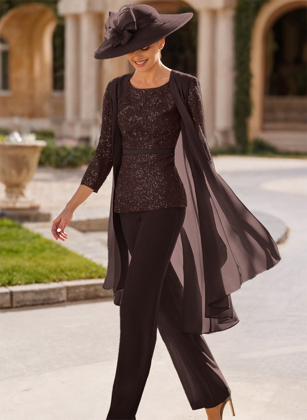 Jumpsuit/Pantsuit Scoop Neck Sequined Mother Of The Bride Dresses