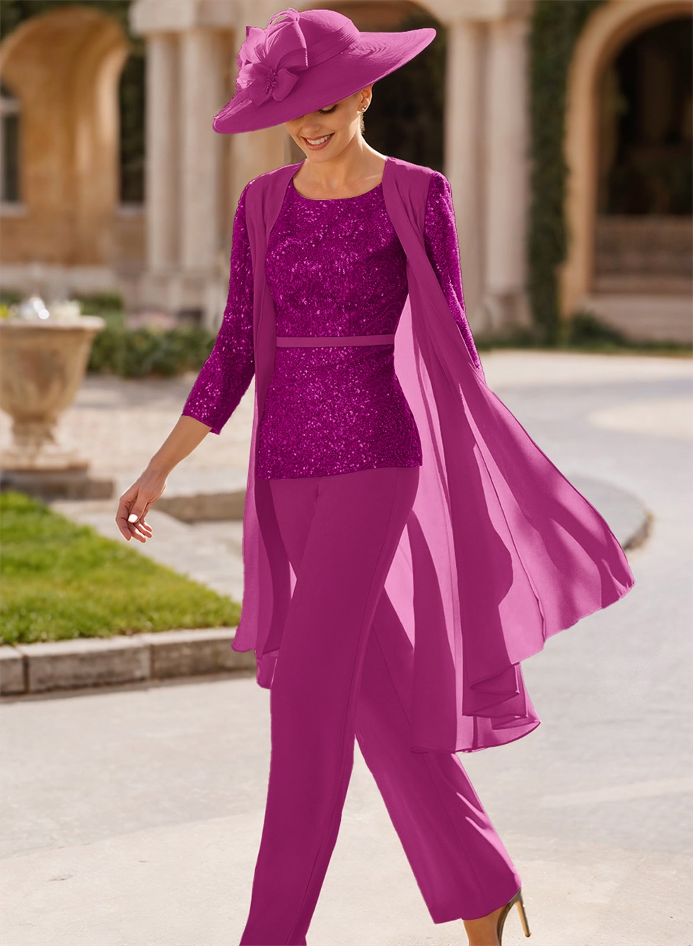 Jumpsuit/Pantsuit Scoop Neck Sequined Mother Of The Bride Dresses