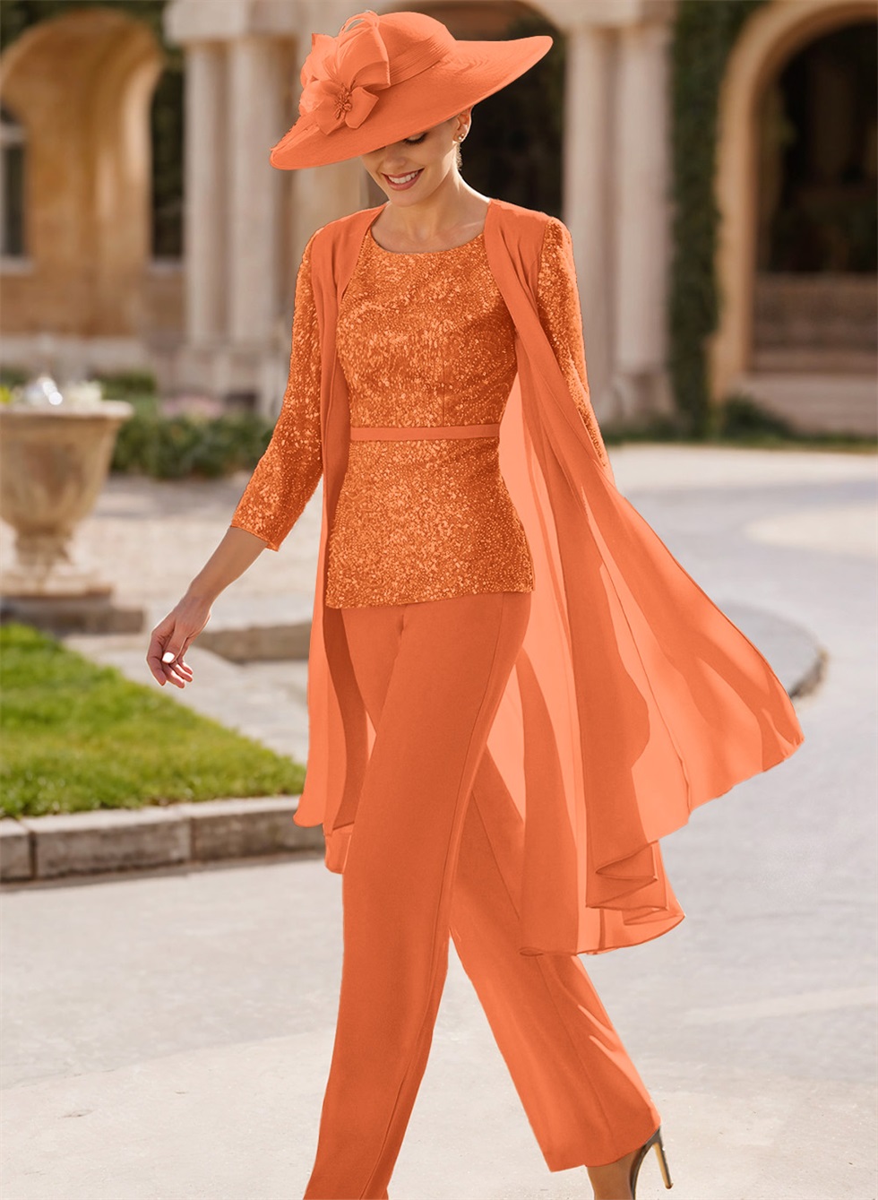 Jumpsuit/Pantsuit Scoop Neck Sequined Mother Of The Bride Dresses