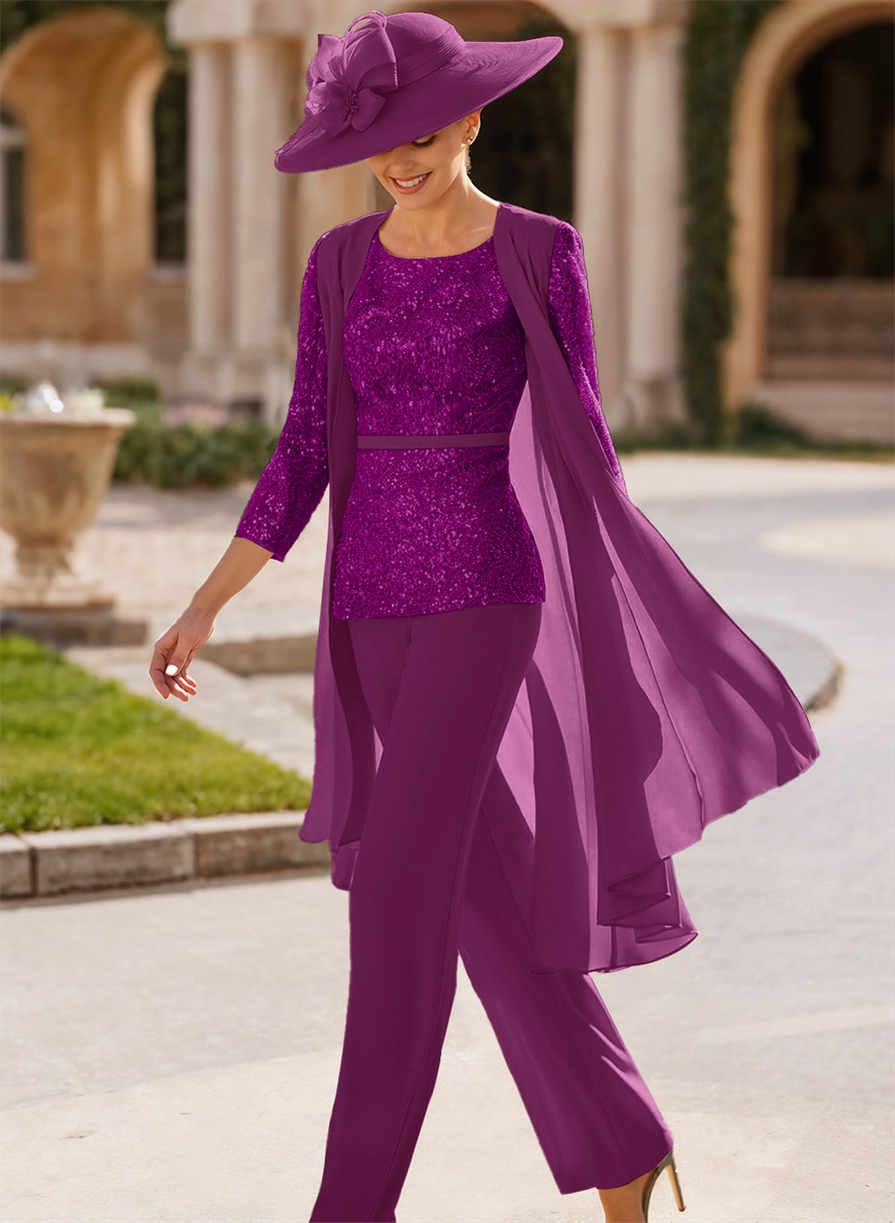 Jumpsuit/Pantsuit Scoop Neck Sequined Mother Of The Bride Dresses