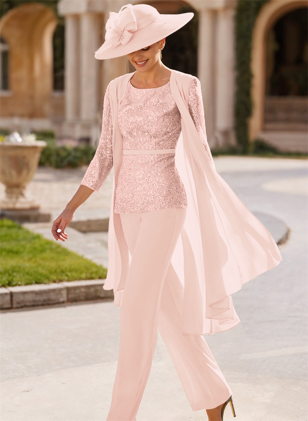 Jumpsuit/Pantsuit Scoop Neck Sequined Mother Of The Bride Dresses