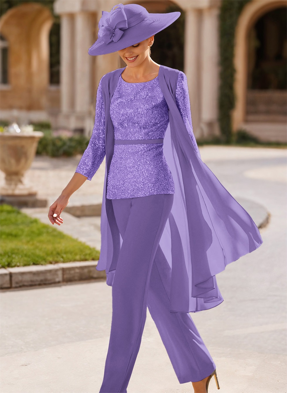 Jumpsuit/Pantsuit Scoop Neck Sequined Mother Of The Bride Dresses