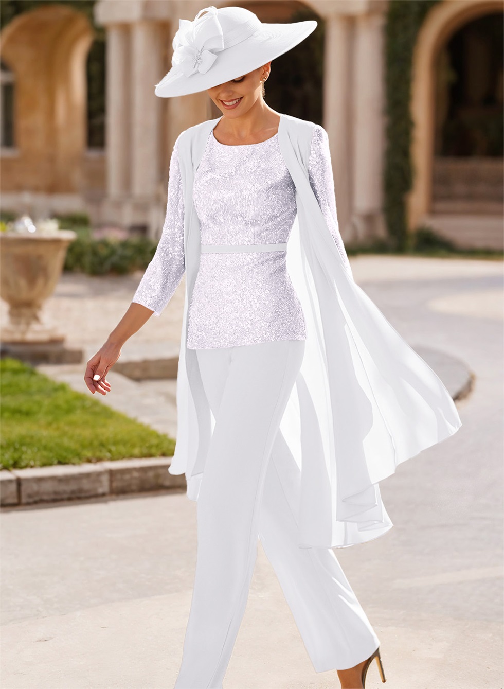 Jumpsuit/Pantsuit Scoop Neck Sequined Mother Of The Bride Dresses