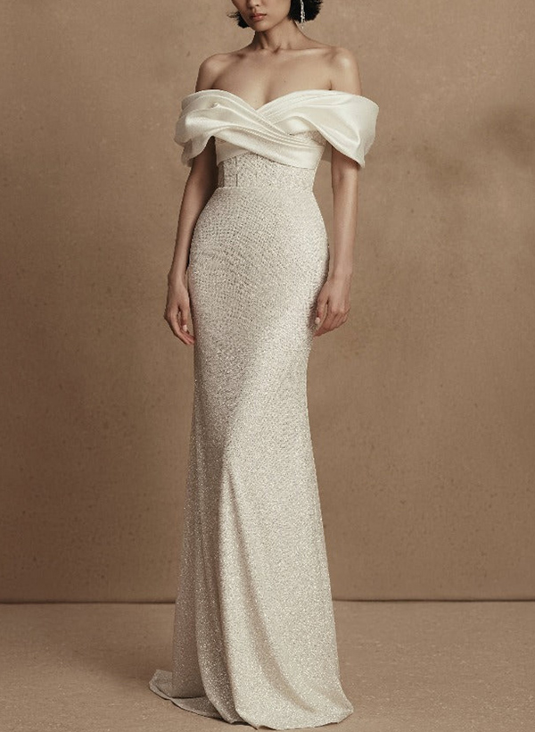 Sheath/Column Detachable Satin/Sequined Wedding Dresses, image 3