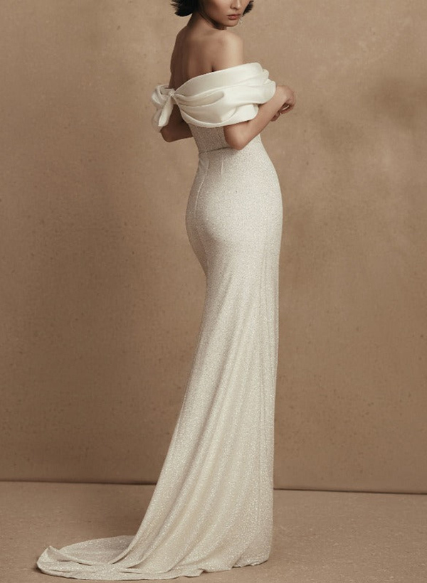 Sheath/Column Detachable Satin/Sequined Wedding Dresses, image 4