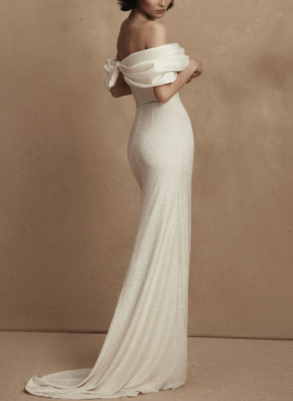 Sheath/Column Detachable Satin/Sequined Wedding Dresses