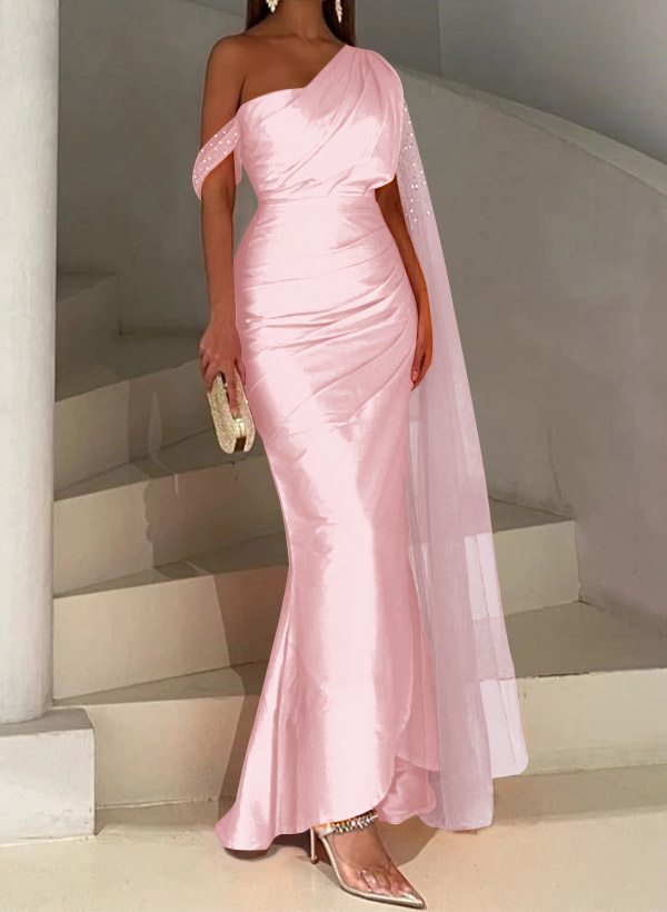 Sheath/Column Asymmetrical Silk Like Satin Bridesmaid Dresses