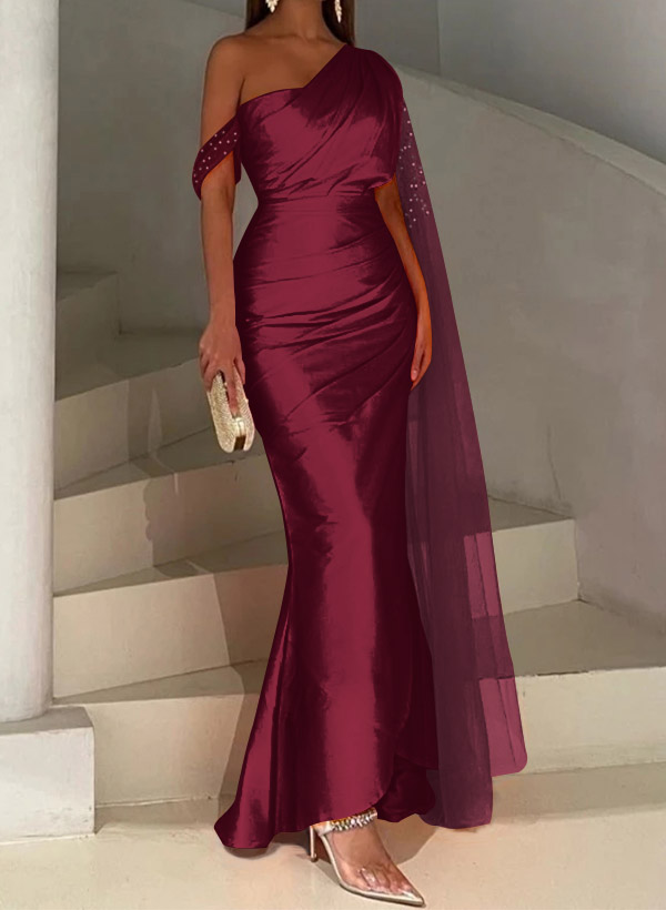 Sheath/Column Asymmetrical Silk Like Satin Bridesmaid Dresses
