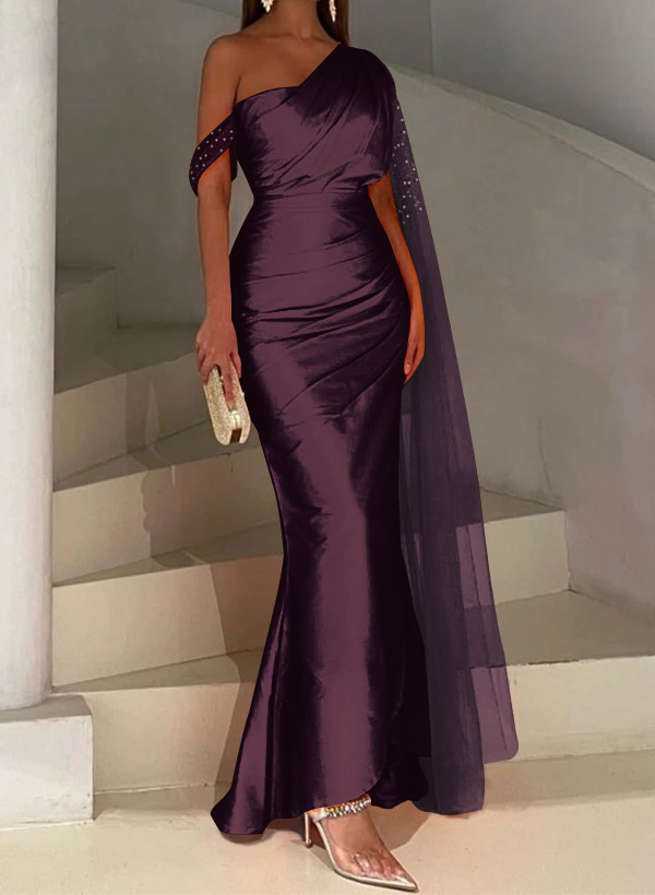 Sheath/Column Asymmetrical Silk Like Satin Bridesmaid Dresses