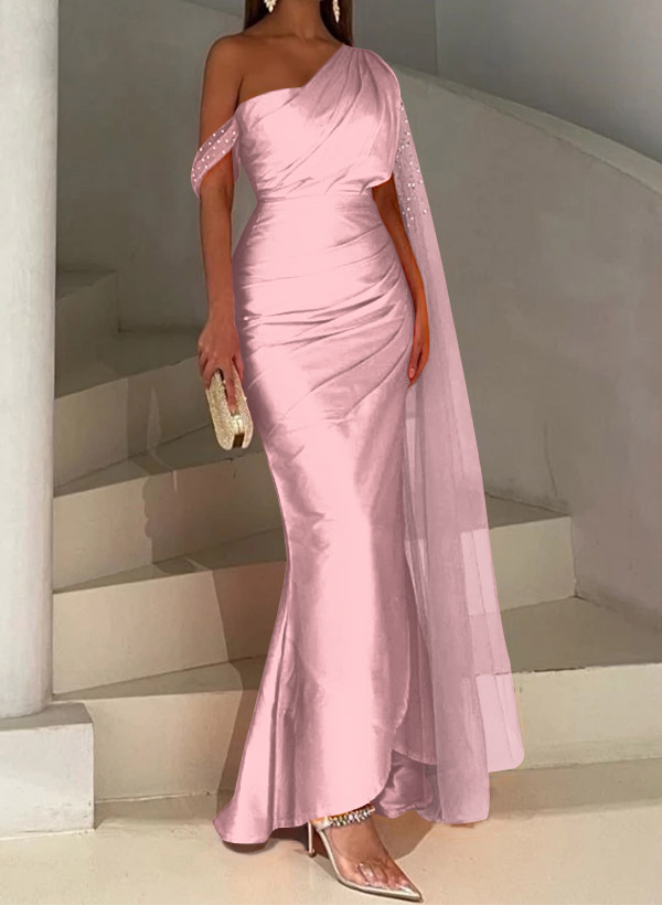 Sheath/Column Asymmetrical Silk Like Satin Bridesmaid Dresses