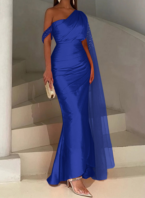 Sheath/Column Asymmetrical Silk Like Satin Bridesmaid Dresses