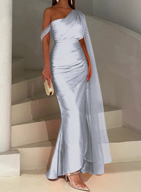 Sheath/Column Asymmetrical Silk Like Satin Bridesmaid Dresses