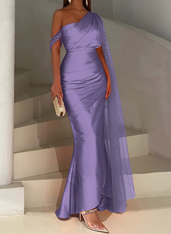 Sheath/Column Asymmetrical Silk Like Satin Bridesmaid Dresses