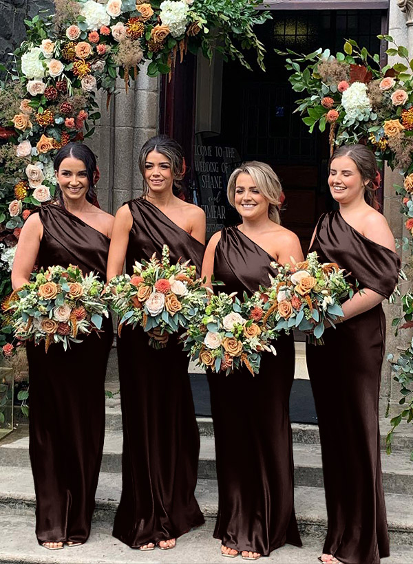 Sheath/Column Asymmetrical Sleeveless Floor-Length Bridesmaid Dresses, product image 46